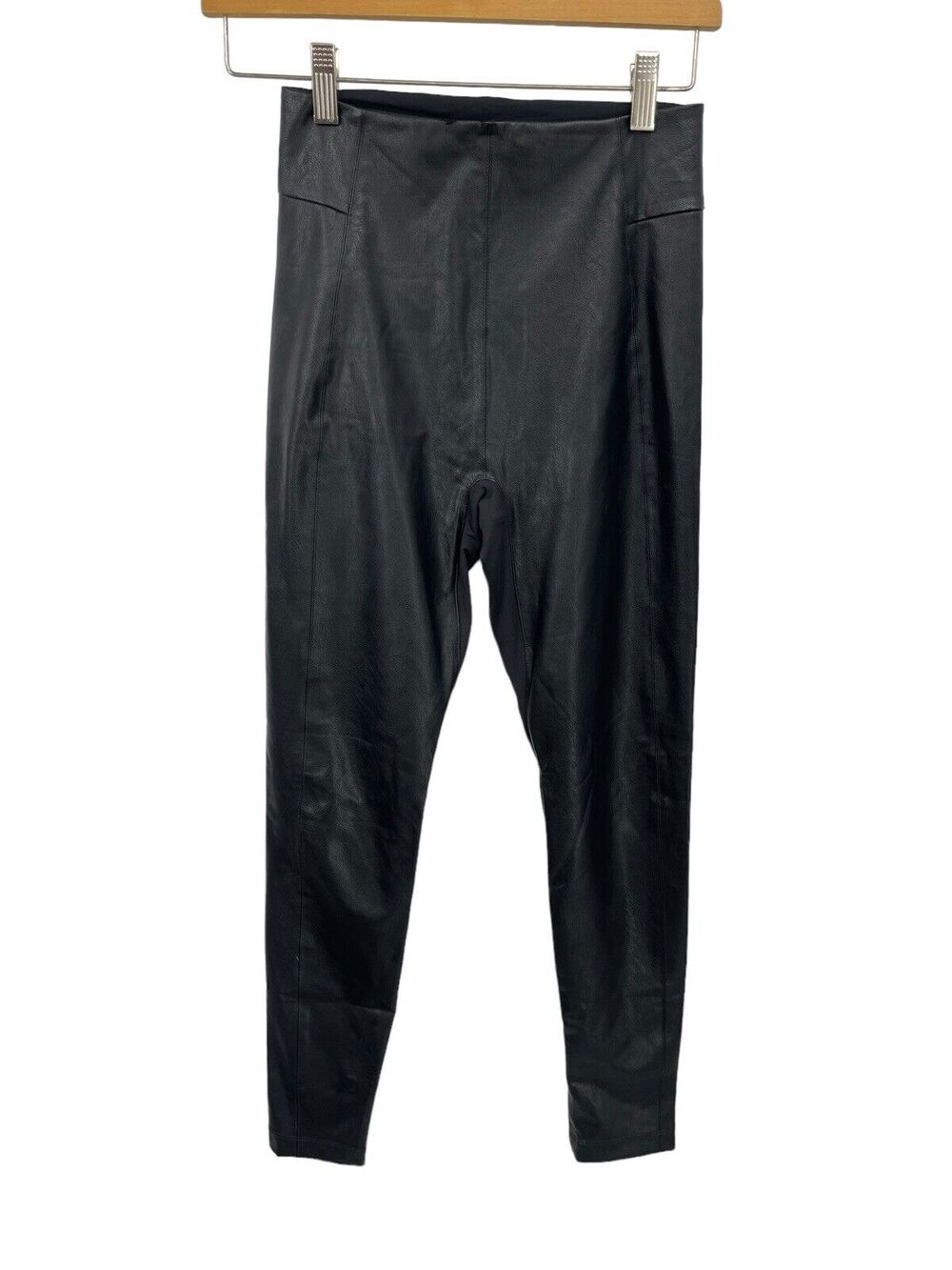Honeylove Just Like Leather Leggings Faux Jet Black Zip Ankle Size XS
